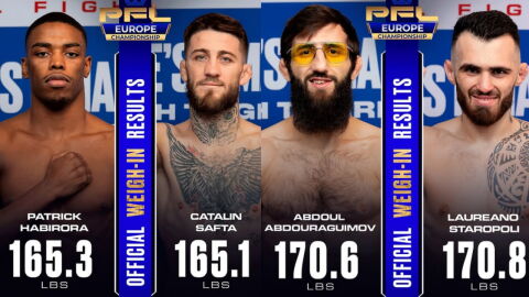 Tous les résultats de la pesée du PFL Lyon, avec Abdouraguimov et Habirora