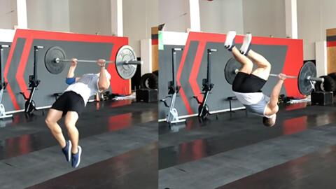 Insolite : un athlète russe exécute un salto parfait avec une barre de musculation chargée