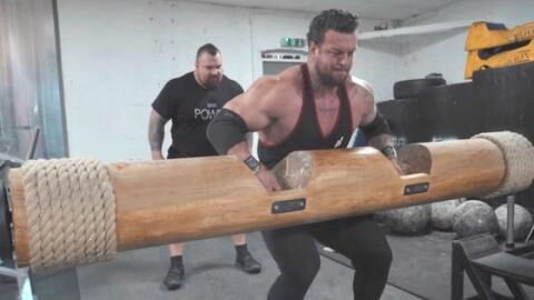 Eddie Hall : l'énorme bodybuilder, Jamie Johal, défie The Beast dans un entraînement Strongman !