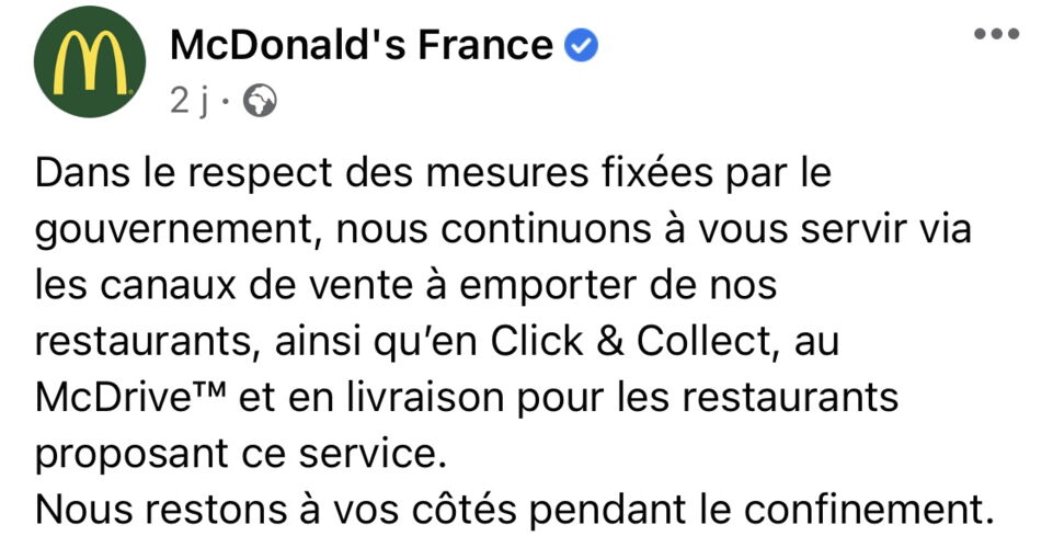 Reconfinement les fastfood vontils rester ouverts