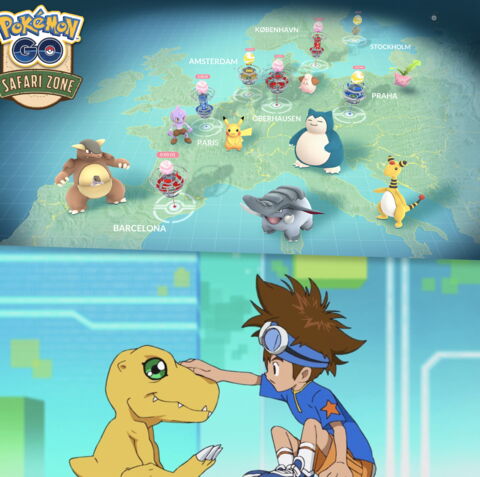 1er : Digimon aurait-il copié la patte graphique ultra saturée et colorée de Pokémon Go ?
