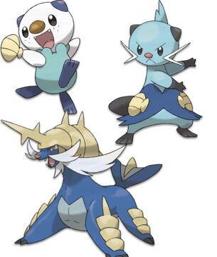 Évolution de Moustillon en Mateloutre, puis en colossal Clamiral