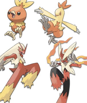 Évolution du poussin Poussifeu en ninja de feu Braségali