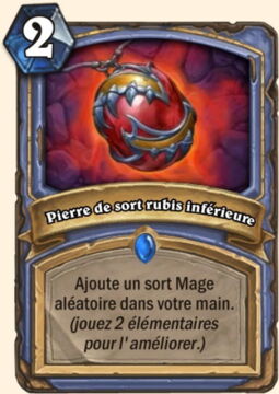 Nouvelle carte Hearthstone, Kobolds et Catacombes : Pierre de sort rubis inférieure. Nouveau sort pour le mage