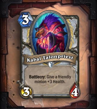 Prêtre de la kabale : Cri de guerre : donne 3 PV à un serviteur allié