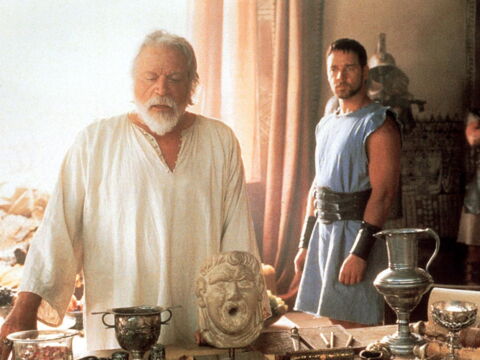 Russell Crowe et Oliver Reed dans Gladiator