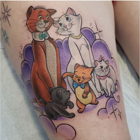 6. Thomas O'Malley, Duchesse, Marie, Toulouse et Berlioz (Les Aristochats)