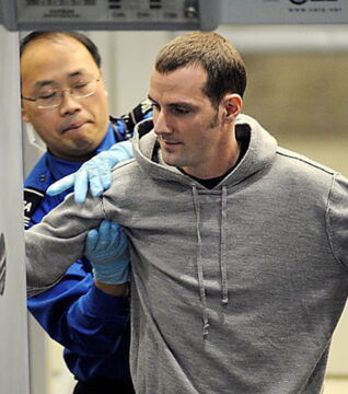 Well here’s one bloke who doesn’t look to upset about the body search policy