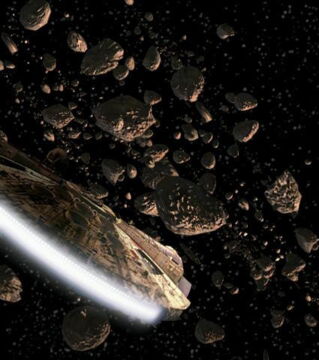 Asteroid belts are not at all dense like we see in Star Wars. In reality, there are actually miles separating each asteroid.