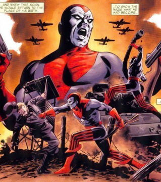 The very first hero he created was the Destroyer, a journalist captured by Nazis and genetically transformed by German scientists. He appeared for the first time in October 1941