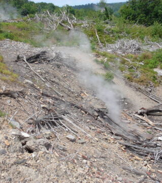 Abandoned in 1962, the town of Centralia has a coal fire burning under ground. You can still see the smoke today