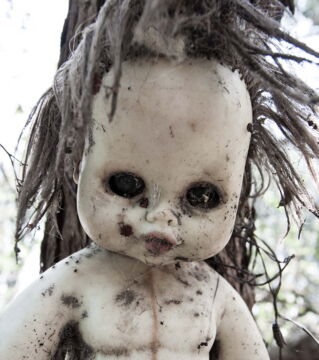 According to legend a girl drowned in one of the canals on the island. Ever since dolls wash up on the shores of this uninhabited island