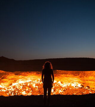 Soviet scientists made this hole to capture natural gas by burning it. It is still burning today