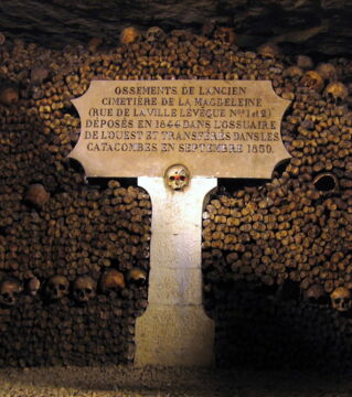 The catacombs in Paris houses thousands of bones