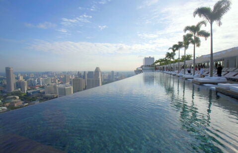 The Marina Bay Sands pool is located in Singapore. This infinity pool will leave you speechless.