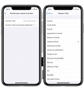 2. le "double tap", pour associer n'importe quelle action à des tapotements derrière le téléphone