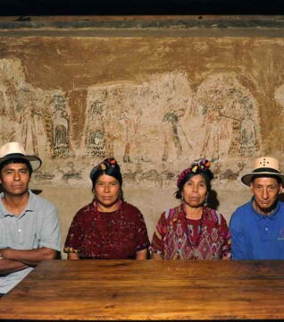 Ein Maya-Fresko (Wandmalerei), gefunden in Guatemala