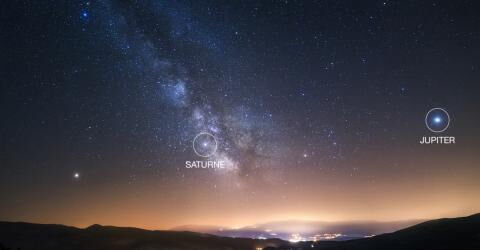 21. Dezember / Jupiter und Saturn stehen im Südwesten über dem Horizont