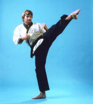 Chuck Norris hat einen schwarzen Gürtel in Taekwondo. Er trainierte auch Karate und war siebenfacher Weltmeister in dieser Disziplin.