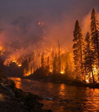 Durch einen Blitzschlag ausgelöst, hat dieser gefährliche Brand mehr als 5600 Hektar Wald in den Chiwaukum Mountains (USA) abgebrannt.