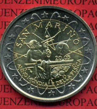 2-Euro-Münze aus San Marino: Eine Gedenkmünze. 2005 erschienen 130.000 Exemplare. Ungefähr 120 Euro wert.