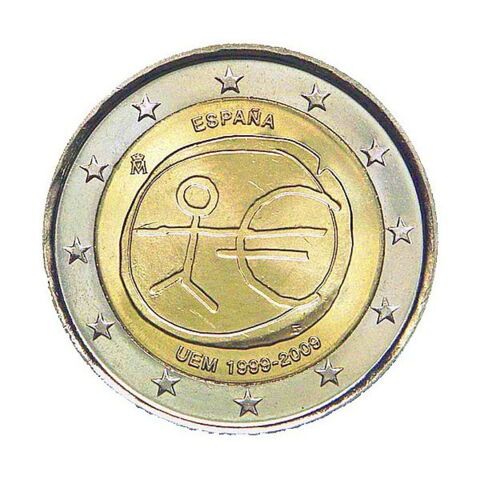 Die spanische Jubiläumsmünze (2 Euro): Diese Münze erschien zum 10-jährigen Euro-Jubiläum und ist für seine ungewöhnlich großen Sterne bekannt. Von insgesamt 8 Millionen Münzen haben nur 70 bis 100.000 diesen Fehler.