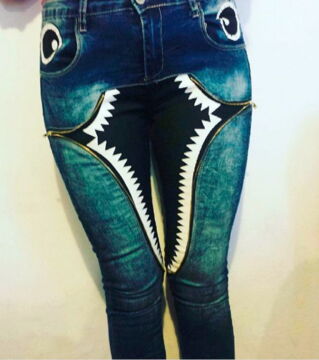 This shark jaw jeans will make you wonder who would ever wear it. Maybe it was made for a Halloween costume, who knows?