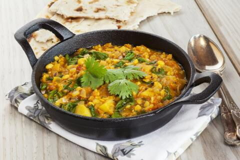 Indian style leek curry and rice