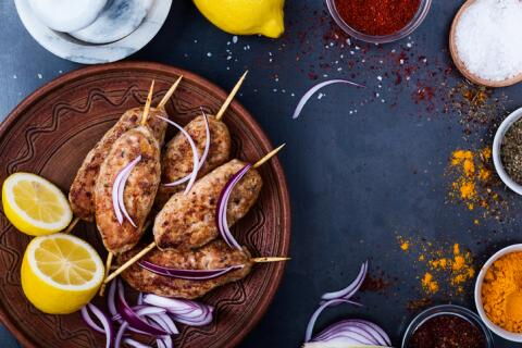 Kefta-style chicken skewers