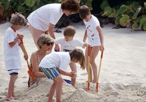 Lady Diana playing on the beach