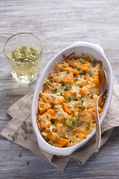 Leek and sweet potato gratin