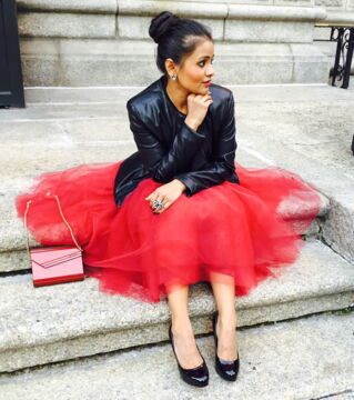 A girl's night out? Wear a tulle skirt with a leather jacket. Looks cute and flashy!