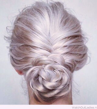 Pearl hair looks gorgeous in a pretty bun like this. This has a tint of pink in it doesn't it?