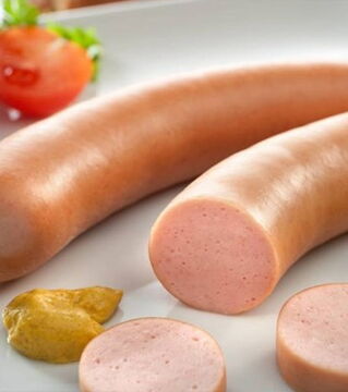 Hot dogs: They are naturally brown in colour but during the manufacturing process nitrites are added which gives it a reddish tint.