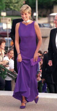 Princess Diana paired this beautiful purple dress with matching shoes and a clutch