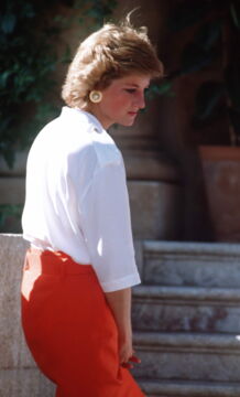 Rocking a red pencil skirt during school drop-off