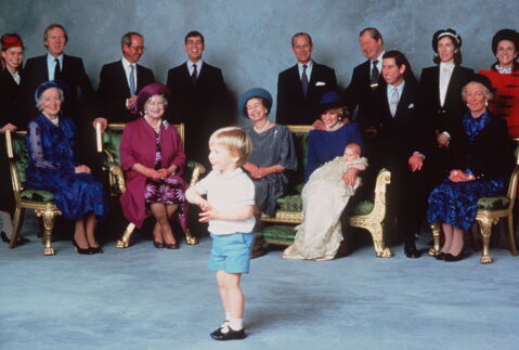 The Queen with the Royal relatives, including Princess Diana and Prince Charles along with William and harry in 1984.