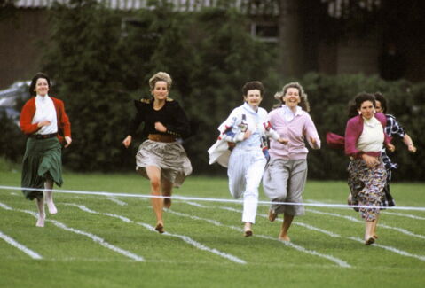 Princess Diana running barefoot