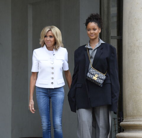 Brigitte Macron with Rihanna in 2017 at the Elysée Palace