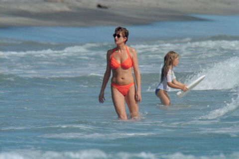 Princess Diana rocking a two-piece coral bikini while on vacation in the Caribbeans