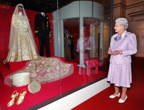 Her Majesty's wedding dress in colour