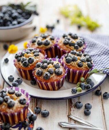 Des muffins moelleux aux myrtilles