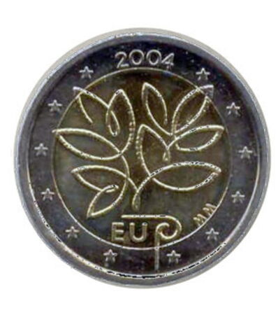Le 2 euros finlandais - frappée en 2004 pour fêter l'élargissement de l'UE, cette pièce vaut environ 60 euros. Une faible côte due à son tirage assez large (1 million d'exemplaires en circulation)