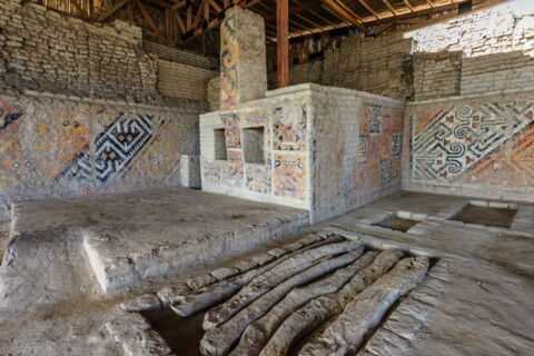 Wandmalereien der Moche in Peru