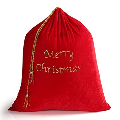 Grand sac de père Noël à cordon personnalisé pour cadeaux- Ho Ho