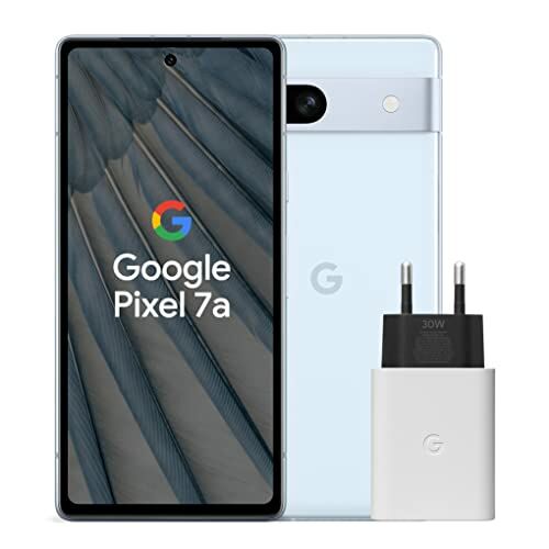 Image de Google Pixel 7a et chargeur – Smartphone Android 5G débloqué avec objectif grand angle et 24 heures d'autonomie – Océan
