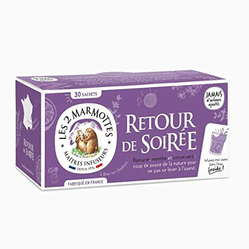 Les 2 Marmottes - Infusion Yodie, au lit les Marmots 30 sachets - Tilleul  Camomille Fleur d'oranger - Bien-Être et Détente