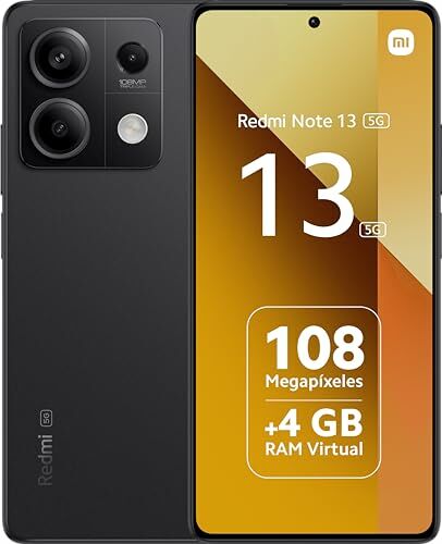 Image de Xiaomi Redmi Note 13 5G - Smartphone 6 Go de RAM 128 Go de ROM, écran AMOLED 6,67 » 120 Hz FHD+, Appareil Photo Professionnel 108MP, 5000 mAh, Noir [Version Globale]