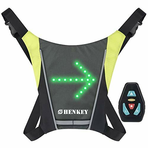 Image de shenkey Gilet de Cyclisme réfléchissant à LED avec indicateur de Direction - Télécommande, Feux de Direction, Rechargeable par USB, Installation Facile pour témoin de sécurité à vélo