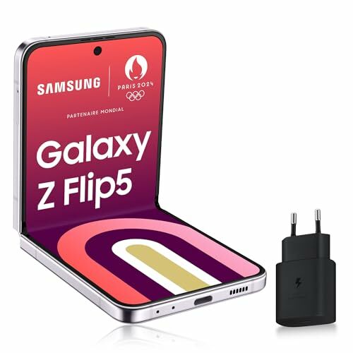 Image de SAMSUNG Galaxy Z Flip5 Smartphone Android 5G, 256 Go, Chargeur Secteur Rapide 25W Inclus [Exclusivité Amazon], Smartphone déverrouillé, Lavande, Version FR